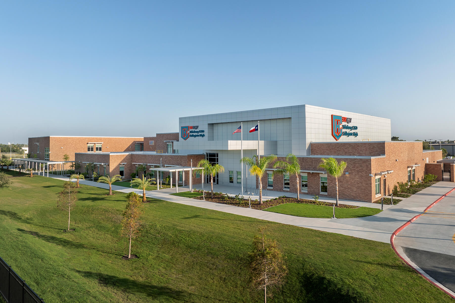 Exterior shot of the UTRGV Edinburg CISD Collegiate High School